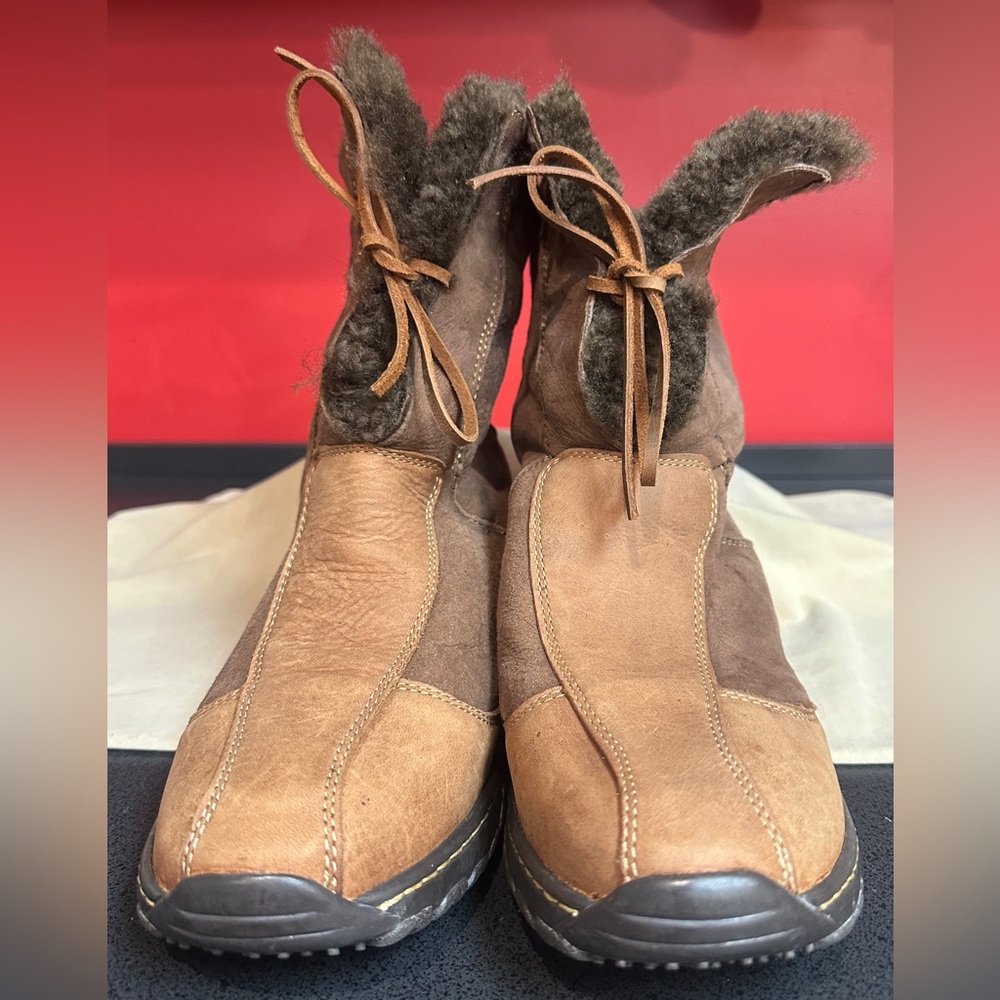 Sofft Ankle Boots Brown Leather/Suede with Brown Shearling Lining Women’s Sz 9.5 - Picture 2 of 16